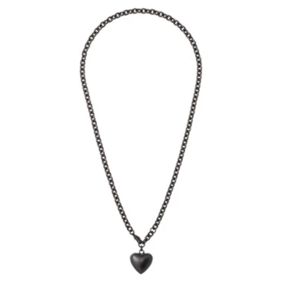 Roxanne Assoulin Gunmetal Black Heart Pendant Necklace